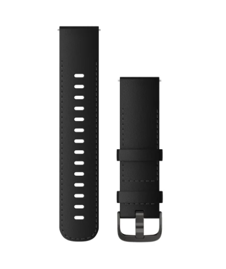 Quick Release Bands (22 mm), Black Leather with Brushed Slate Hardware
