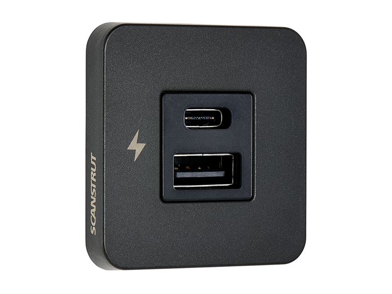 Scanstrut TILE USB-A / USB-C Interior Charging Socket 12/24V - Black Bezel